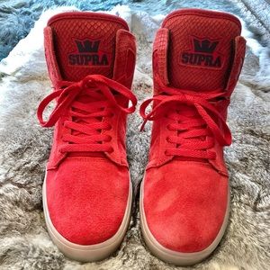 Red suede high top supras light use like new